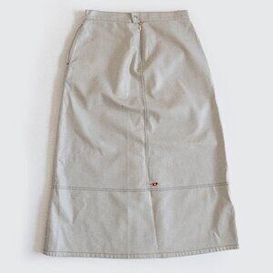 DIESEL Faux Leather Maxi Skirt in Off-White